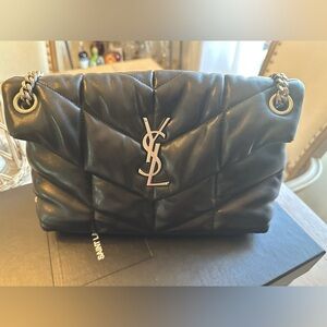 Yves Saint Laurent small black puffer in Napa leather